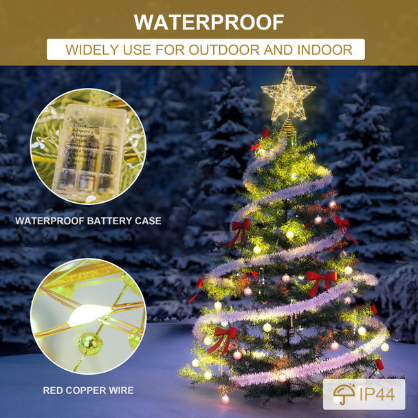 Verdenu Christmas Tree Topper, 40 Light Tree Topper Star, Christmas Tree Topper Lighted, Prolong Wire Gold Star Tree Topper with Remote Control for Christmas Decorations, Holiday, Vacation, Year
