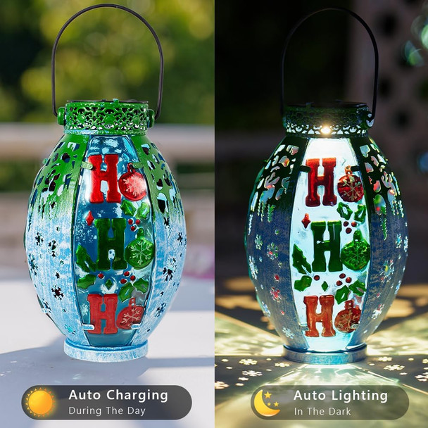 VEWOGARDEN Solar Lantern Outdoor Waterproof Snowflake Christmas Lanterns Decorative Outdoor Hanging Solar Lantern for Porch Patio Table