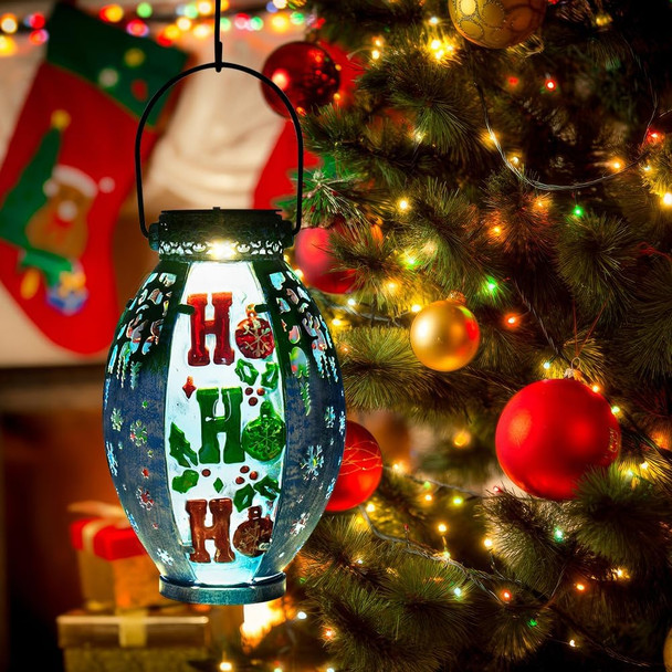 VEWOGARDEN Solar Lantern Outdoor Waterproof Snowflake Christmas Lanterns Decorative Outdoor Hanging Solar Lantern for Porch Patio Table