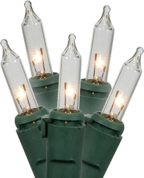 Vickerman 50 Clear Random Twinkle Mini-Light on Green Wire - 16' Christmas Light Strand - UL Listed - Connect Ability to Other Sets - String Lights for Christmas Tree