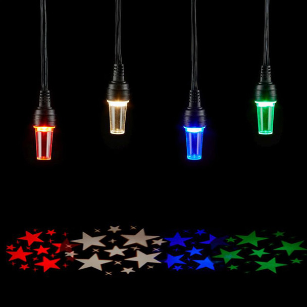 Christmas Star String Lights - 31.4FT Projector Star String Lights with 10 LEDs Plug in Indoor Outdoor Lights for Party Patio Yard Bedroom Patriotic Decor