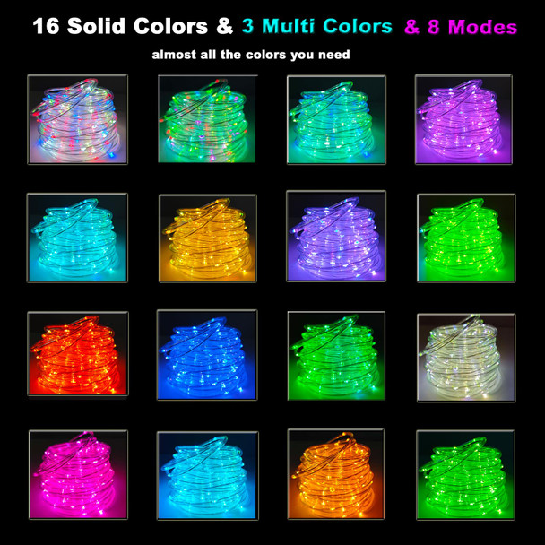 66FT Solar Rope Lights Outdoor - 200 LEDs 18 Color Changing Fairy Lights Outdoor Waterproof with Remote & Timer & 8 Lighting Modes, Indoor Outdoor Lights for Xmas Garden Fence Tree Party