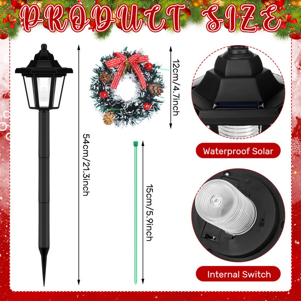 VIHOSE 4 Pcs 21.3 Inch Christmas Solar Pathway Lights Outdoor Waterproof Solar Christmas Street Lights with Ribbon Accessories Solar Outdoor Lights for Yard Pathway Walkway Holiday Decor(Wreath) VIHOSE 4 Pcs 21.3 Inch Christmas Solar Pathway Lights Outdoor Waterproof Solar Christmas Street Lights with Ribbon Accessories Solar Outdoor Lights for Yard Pathway Walkway Holiday Decor(Wreath)