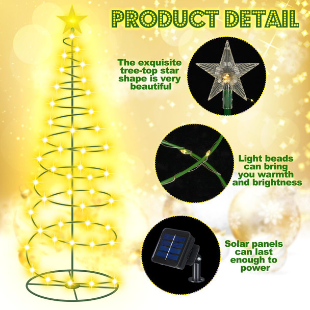 VIHOSE 3 Pcs Solar Spiral Christmas Tree Outdoor Prelit LED Light with Warm White Lights, 8 Modes, One 3 ft and Two 4 ft Light up Xmas Pathway Markers Indoor Holiday Christmas Decoration Lamp VIHOSE 3 Pcs Solar Spiral Christmas Tree Outdoor Prelit LED Light with Warm White Lights, 8 Modes, One 3 ft and Two 4 ft Light up Xmas Pathway Markers Indoor Holiday Christmas Decoration Lamp