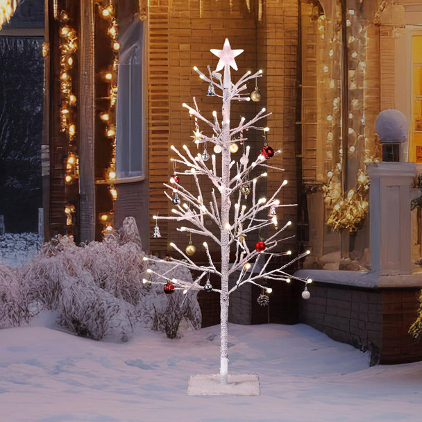 VINGLI 4ft Pre-lit Artificial Lighted Christmas Tree with 80 Warm White Lights,Star Topper, Xmas Tree Holiday Party Decorations with Sturdy Metal Stand