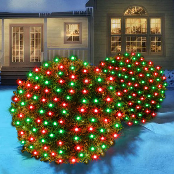 Led Christmas Net Lights for Bushes 120 Led, 5ft x 6ft Christmas Net Lights Outdoor Mesh Lights Tree Trunk Lights Green Wire Christmas Decorations for Bushes,Tree,Shrubs,Xmas(Red and Green)