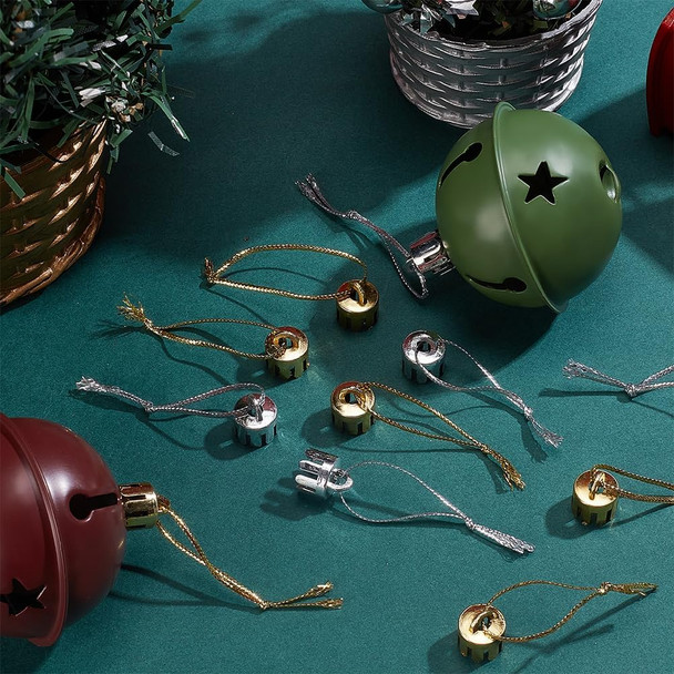 WEBEEDY 400pcs Christmas Ornament Topper Caps Gold and Silver Ornament Caps Hanger Replacement with Hanger Strings Cord Set for Christmas Tree Decorations DIY Crafts