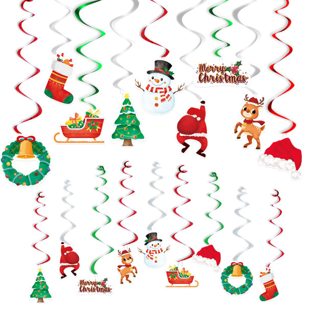 WERNNSAI Christmas Party Hanging Swirl Decorations - 27 Pieces Sparkly Streamer Party Spiral Ceiling Decorations Birthday Party Supply Xmas Themed Fiesta Ornaments WERNNSAI Christmas Party Hanging Swirl Decorations - 27 Pieces Sparkly Streamer Party Spiral Ceiling Decorations Birthday Party Supply Xmas Themed Fiesta Ornaments
