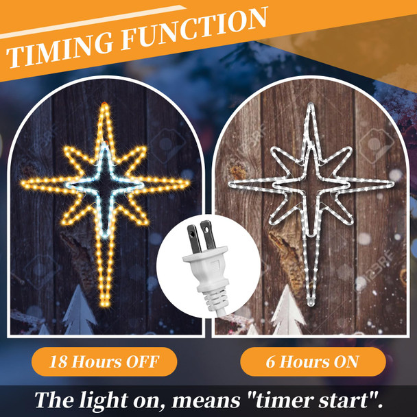 Christmas Star of Bethlehem LED Star Hanging Lights Nativity Holy Family Light for Door Window Porch Wall Decoration Plug Operated Lighted Star Hanging Tree Topper(White, Warm Light,28")