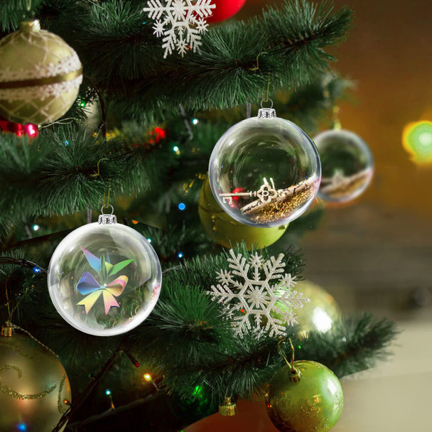 100 Sets Round Christmas Ornament Tops Caps, 0.4 in Silver Christmas Ornament Replacement Metal Tops, Ornament Topper Caps for Christmas Balls Xmas Tree Clear Ornaments Glass DIY Decor