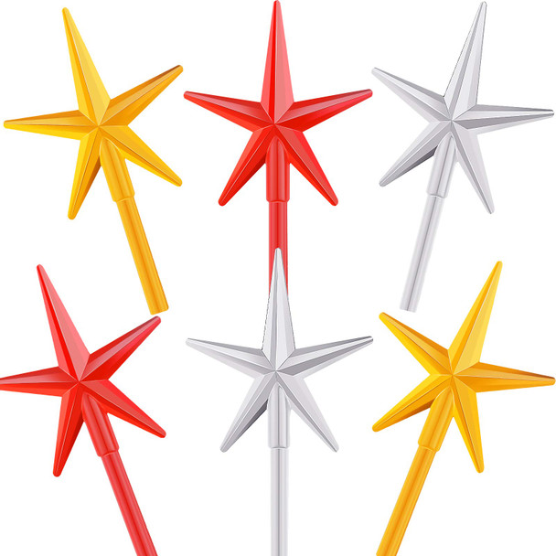 6 Pieces Ceramic Christmas Tree Star Replacement Light Ceramic Tree Star Ornament Christmas Tree Replacement Light Bulbs for Ceramic Tree Accessories (Red, Yellow, Transparent)