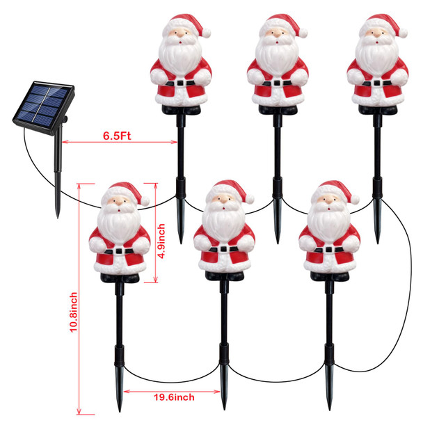 d 6-Pack Solar Christmas Garden Stake Lights, Outdoor Waterproof Solar Santa Claus Garden Stake Christmas Pathway Lights for Christmas Decorations Garden Lawn Pathway Patio (8 Modes)