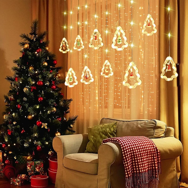 Christmas String Lights Indoor/Outdoor,10 Circle/Star/Tree Lights 120 LED Christmas Decorations Light,Christmas Window Curtain Light 16 FT Waterproof Fairy String Light Warm lamp