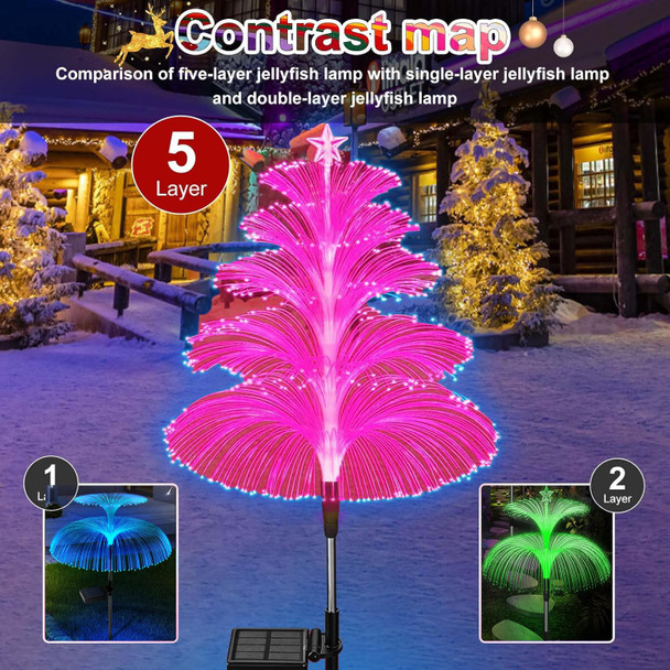 Solar Garden Lights 6 Pack d Solar Outdoor Lights Waterproof 7 Color Changing 5 Layer Jellyfish and Star Solar Flower Lights for Christmas Outdoor Yard Garden Decor,s for Women