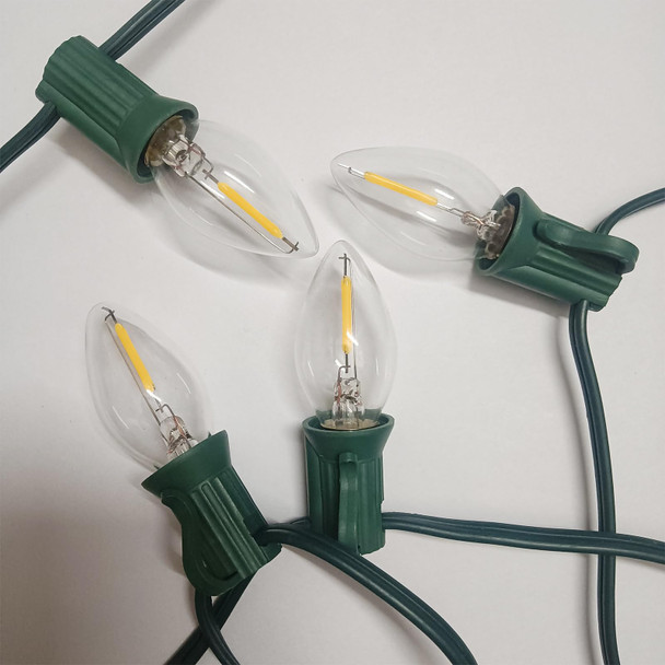 C7 LED Christmas Replacement Bulbs, 25 Pack C7 Clear Christmas Light Bulbs for Christmas Outdoor String Lights, E12 LED Light Bulbs for Night Light Candle Chandelier Christmas Lights, 0.6W Warm White