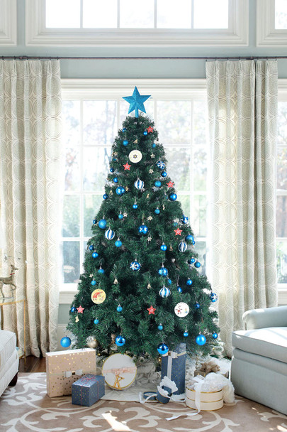 Christmas Ball Ornaments Set, 145 Pcs, with Tree Topper and Shatterproof Decorations (Blue)