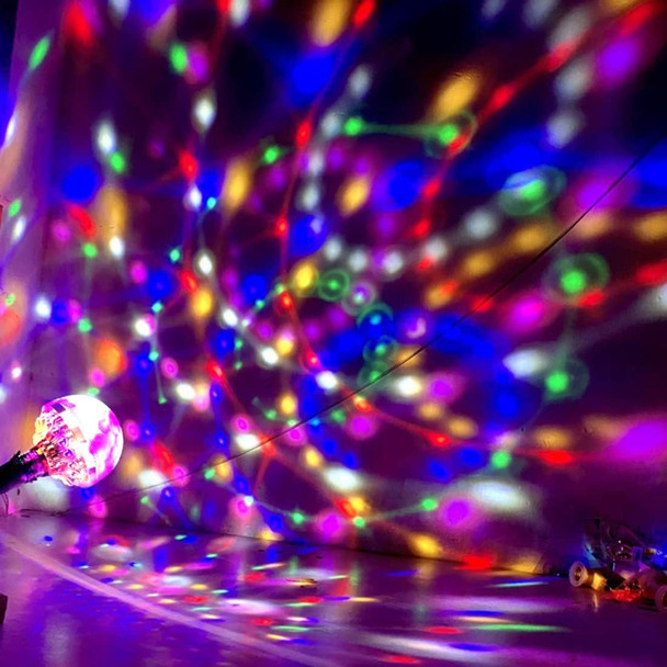 2Pcs Colorful Rotating Magic Ball Light Colorful Disco Rotating Magic Ball Light Bulb with Sockets,Magic Ball RGB LED Stage Light for Home Room Dance Parties