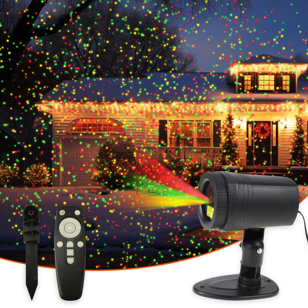 Christmas Projector Lights Outdoor 3 Colors(Yellow,Red,Green), Moving Firefly Star Show, Timer, Waterproof, Christmas Decorations Garden Laser Light for House