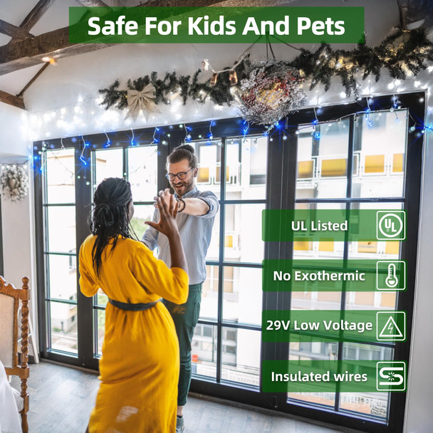 792 LED Christmas Lights with 176 Drops, 82ft 8 Modes Fairy Hanging String Lights with Time Waterproof, Plug-in Christmas String Lights for Holiday Wedding Party Christmas Decorations Blue & CoolWhite