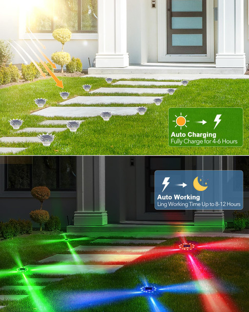 6 Pack Solar Christmas Decorations Lights, 2 in 1 Christmas Lights Outdoor Waterproof, Christmas Wall Decor with 10 Modes, Christmas Fence Lights for Outside Rail Porch Backyard Garden Patio Pathway