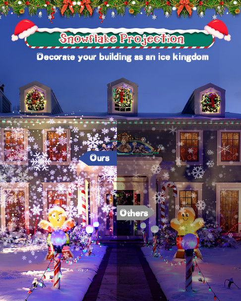 Christmas Projector Lights Outdoor, Clearer Snowflake Projector Lights IP65 Waterproof, LED Rotating Snowfall Decor Lamp for Xmas Holiday Wedding Indoor Party Year Garden Decorations