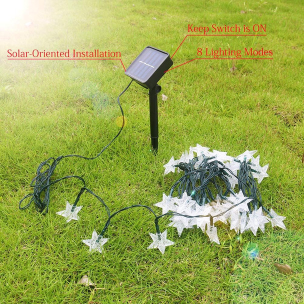 Christmas Decorations Outdoor Solar Star String Lights, 50LED 23ft Solar Powered Christmas Fairy Lights, 8 Modes Waterproof Solar Christmas Lights for Outside Garden Patio Yard Christmas Tree Decor