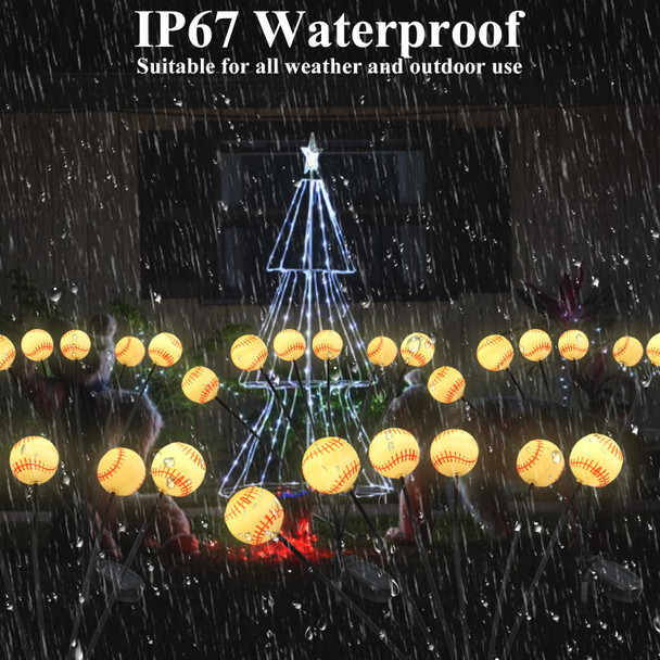 Christmas Decorations Solar Garden Lights Outdoor,2Pack 12LED Baseball Decor Swaying Firefly Lights Waterproof Solar Christmas Pathway Lights for Outside Patio Yard Lawn Walkway Decorations