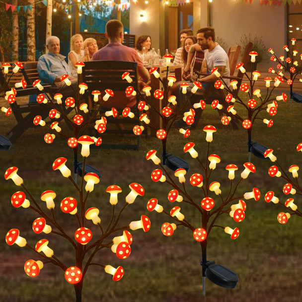 Christmas Outside Decorations Solar Mushroom Garden Stake Lights Outdoor-2PACK 40LED Red Mushroom Decor Tree Lights for Christmas s&Christmas Party, Solar Christmas Lights for Yard Home