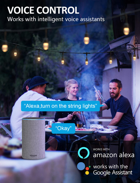 XMCOSY+ Smart Outdoor String Lights, RGB 123ft Color Changing LED Patio Lights with 40 Acrylic Bulbs, APP WiFi Control, Work with Alexa, Google, IP65 Waterproof for Halloween Decorations, Christmas