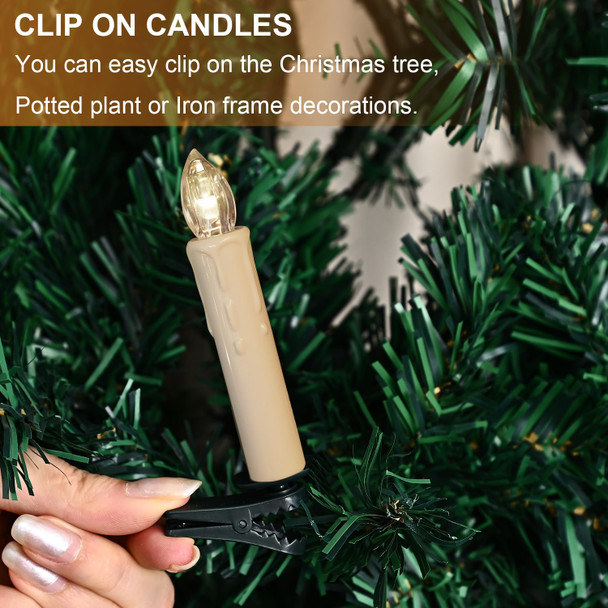Flameless Christmas Tree Candles Decor, LED Flameless Window Candles with Remote, Flickering Warm White Lights, Fit for Christmas Garden Birthday Home Party Holiday Decoration/ 10PCS