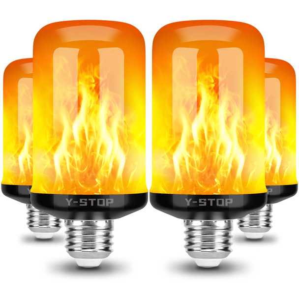 Y- Stop LED Flame Light Bulbs, 4 Modes Flickering Light Bulb with Upside Down Effect, E26 Base Fire Bulb for Halloween, Christmas Decorations, Party, Outdoor, Indoor, Home Decor (4 Pack) Y- Stop LED Flame Light Bulbs, 4 Modes Flickering Light Bulb with Upside Down Effect, E26 Base Fire Bulb for Halloween, Christmas Decorations, Party, Outdoor, Indoor, Home Decor (4 Pack)