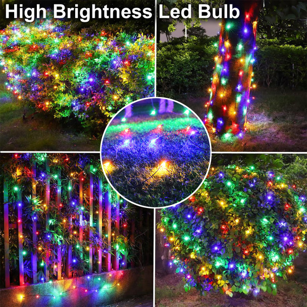 YAOZHOU Solar Christmas Net Lights Multicolor, Outdoor Waterproof 264Led 9.9Ft6.6Ft Mesh Lights 8 Modes with Timer, Solar Powered Christmas Decorations for Lawn, Bushes, Trees