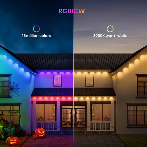YEELIGHT Smart Outdoor Permanent String Light, 50 Ft, 20+ Lighting Effect, RGBIC LEDs, Music Sync, APP Control for DIY, IP67 Waterproof, lighting decoration for Eaves/Halloween/Christmas/Party/Holiday