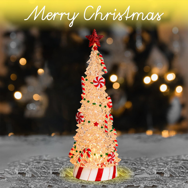 Acrylic Christmas Tree Light Up, Christmas Tree with LED Lights and Christmas Music, Tabletop Decor for Xmas Decoration Indoor Home Party Supplies,13 inches