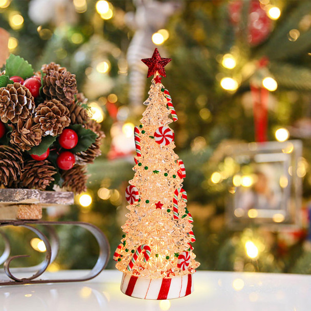 Acrylic Christmas Tree Light Up, Christmas Tree with LED Lights and Christmas Music, Tabletop Decor for Xmas Decoration Indoor Home Party Supplies,13 inches
