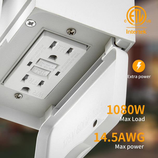 Porch Lights with GFCI Outlet, Dusk to Dawn Motion Sensor Outdoor Lights, 3 Lighting Modes Exterior Light Fixture, Outside Lights for House Front Door Patio Garage(White)