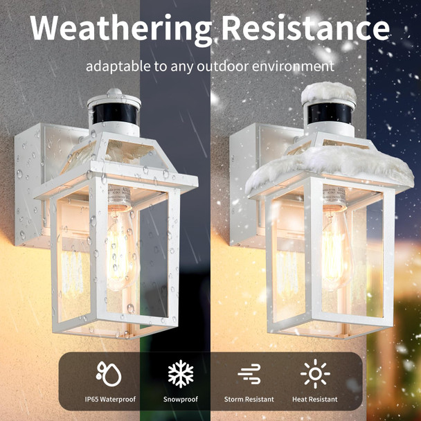 Porch Lights with GFCI Outlet, Dusk to Dawn Motion Sensor Outdoor Lights, 3 Lighting Modes Exterior Light Fixture, Outside Lights for House Front Door Patio Garage(White)