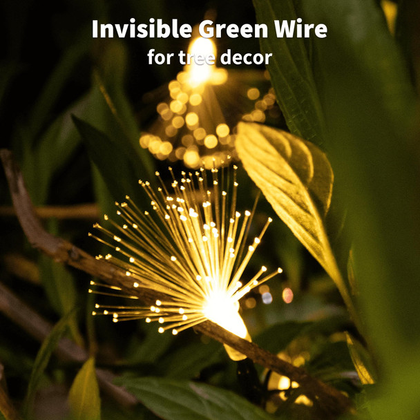 YOLIGHT 33FT Fiber Optic Fairy Lights 60 LED Starburst Firework String Lights Green Wire Christmas Lights for Indoor Outdoor Wedding, Christmas Tree, Garden, Patio, Party Decoration (Warm White)