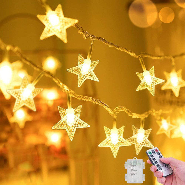 YoTelim Star String Lights Battery Operated，Water Proof 33FT 100 LED Fairy Christmas Lights 8 Modes with Remote Control, for Home, Party, Wedding, Garden Decoration Warm White