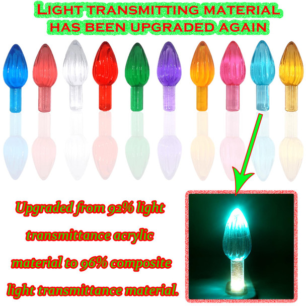 110Pcs in 10 Colors Ceramic Christmas Tree Replacement Bulbs - Plastic Lights Pegs, Included Angel Topper＆Snowflake Top＆Cross Stars.