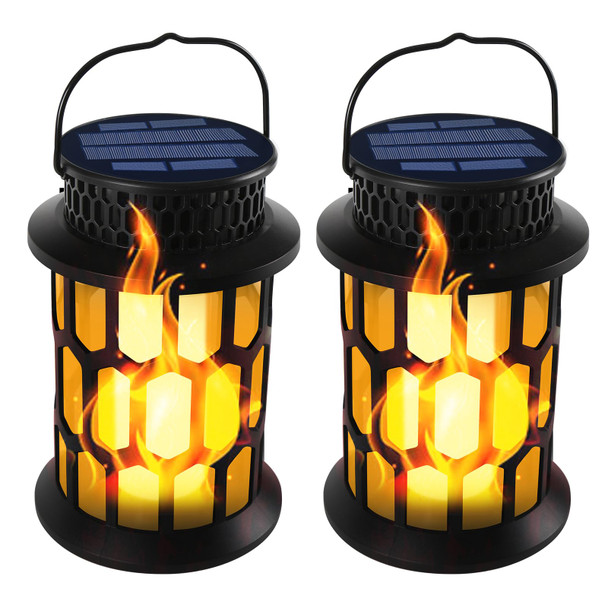 YoungPower Solar Outdoor Lantern Lights, 2 Modes Flickering Flame & Warm Light, Waterproof Hanging Lanterns for Christmas, Halloween, Patio and Yard Décor (2-Pack)