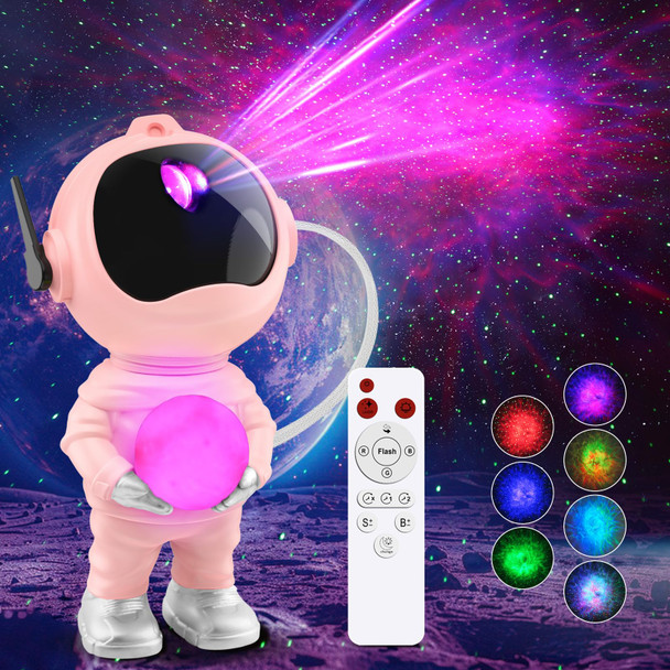 3 in 1 Star Projector with 8 Color Moon Lamp, Astronaut Galaxy Projector, Remote & Timer, 33 Light Effects LED Nebula Night Light for Girls Boys Kids Adults Christmas Birthday Room Decor (Pink)