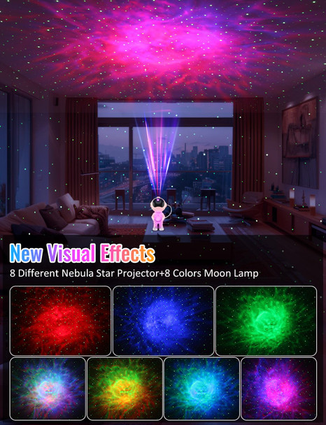 3 in 1 Star Projector with 8 Color Moon Lamp, Astronaut Galaxy Projector, Remote & Timer, 33 Light Effects LED Nebula Night Light for Girls Boys Kids Adults Christmas Birthday Room Decor (Pink)