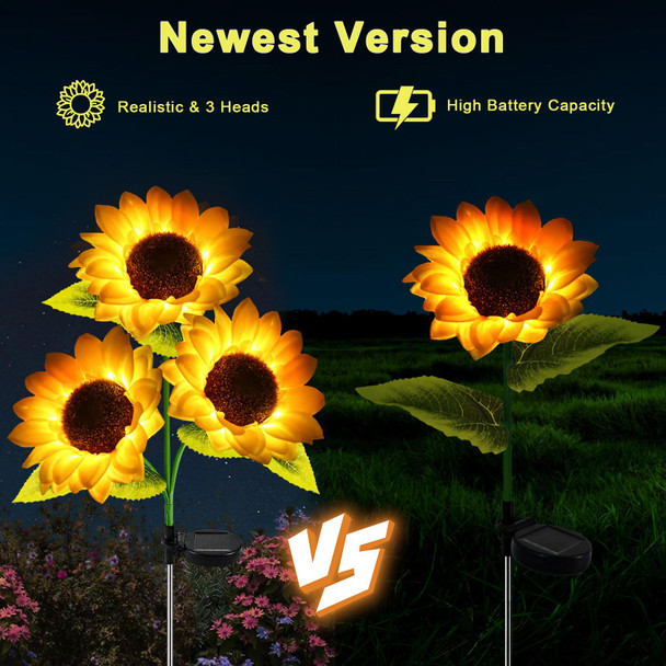 Solar Sunflower Garden Lights Outdoor Garden Decor - d 2 Pack with 6 Sunflower Lights Waterproof Solar Outdoor Lights Decorative for Christmas Yard Patio Pathway Decoration