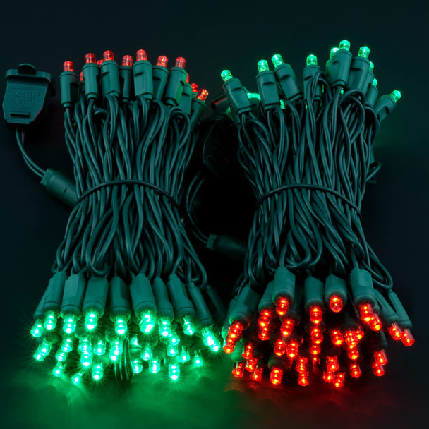 YULETIME Red & Green One-Piece 5MM LED Christmas Lights, Total 48 Feet 140 Count 2 Strands 24ft 70ct Waterproof Wide Angle String Light (Red & Green)