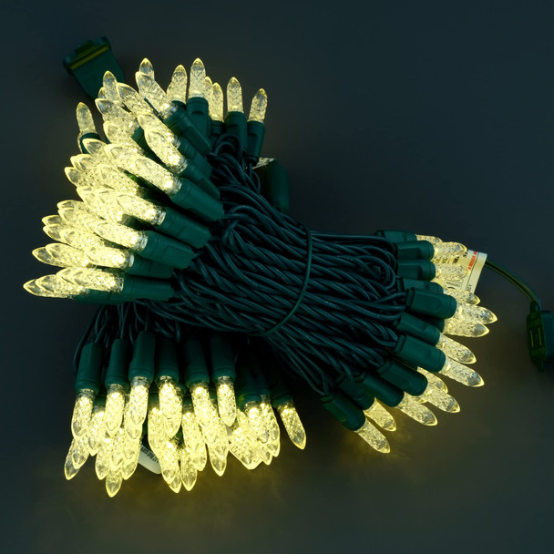 YULETIME Warm White One-Piece Faceted LED Christmas Lights, Total 48 Feet 140 Count 2 Strands 24ft 70ct Waterproof String Light (Warm White)