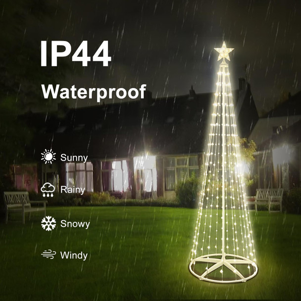 Lighted Christmas Cone Tree, 6FT Outdoor Christmas Tree with 266 LED Lights, 8 Modes Christmas Lights with Remote Control, Outside Decorations for Yard Patio Garden Xmas Decor Indoor, Timer