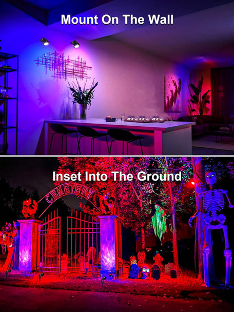 ZUCKEO Christmas Spotlights Outdoor LED Spot Lights for Yard, 10W RGB Color Changing Landscape Lights 120V Waterproof Spotlight with Plug & Remote for House Garden Path Tree Decoration(1Pack)