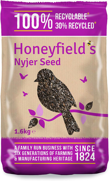 Bird Food - Nyjer Seed, High In Energy, Protein, And Oils, Great For Hanging Nyjer Seed Feeders, Can Be Fed On Its Own Or Added To Mixes, Bulk Bag (1.6Kg) - Honeyfield’S71050361