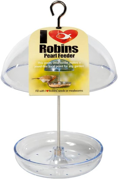 Clear Hanging Bird Feeders For Small Birds - Jacobi Jayne® I Love Robins® Pearl Feeder™ - Attracts Small Garden Birds. Hanging Bird Seed Feeder Perfect For Seed Mixes And Mealwormsilr-Pf-B